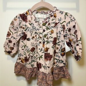 Zara Kids Floral Blouse - Pink and Brown
